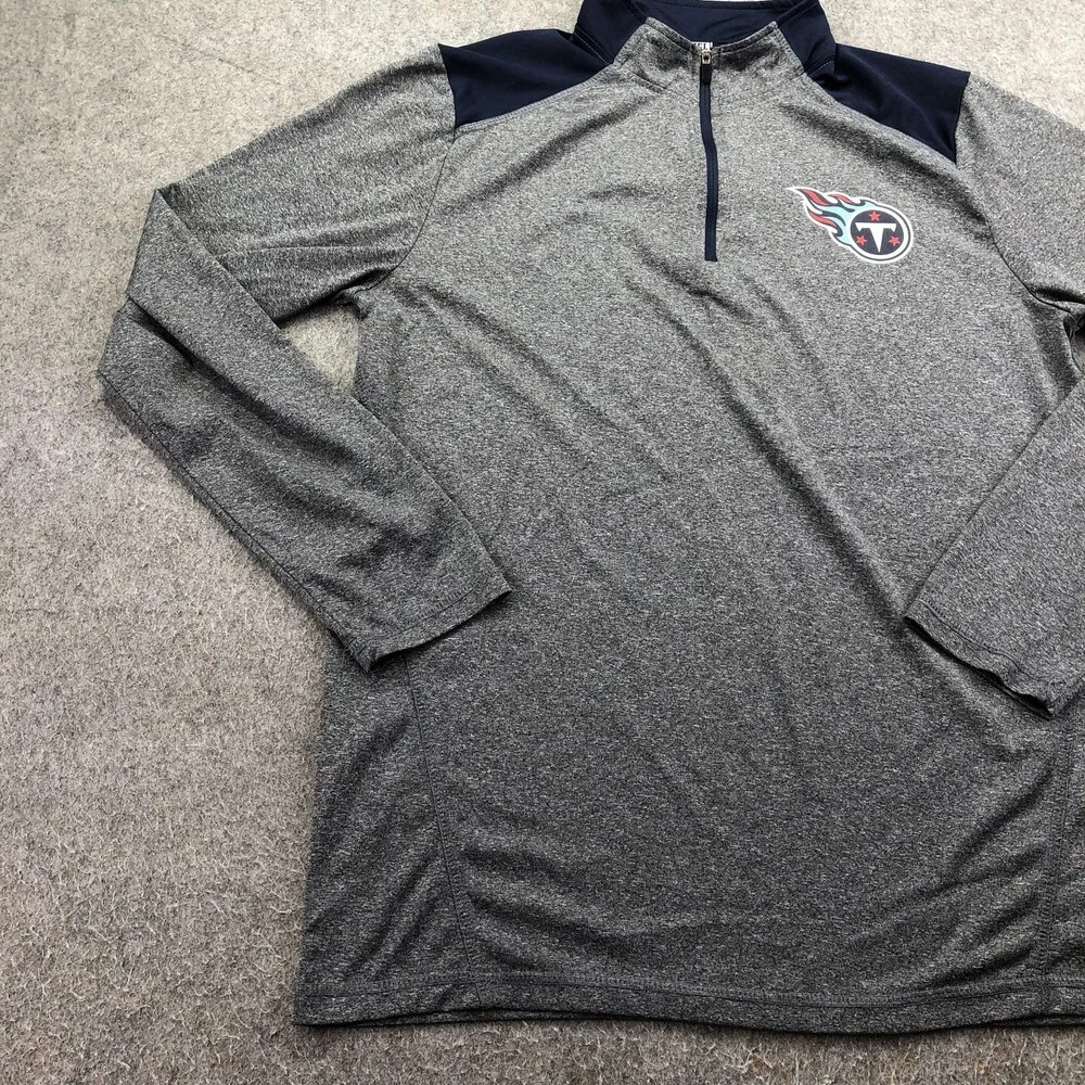 Tennessee Titans Shirt Mens Medium Gray Football NFL Team Apparel Quarter Zip